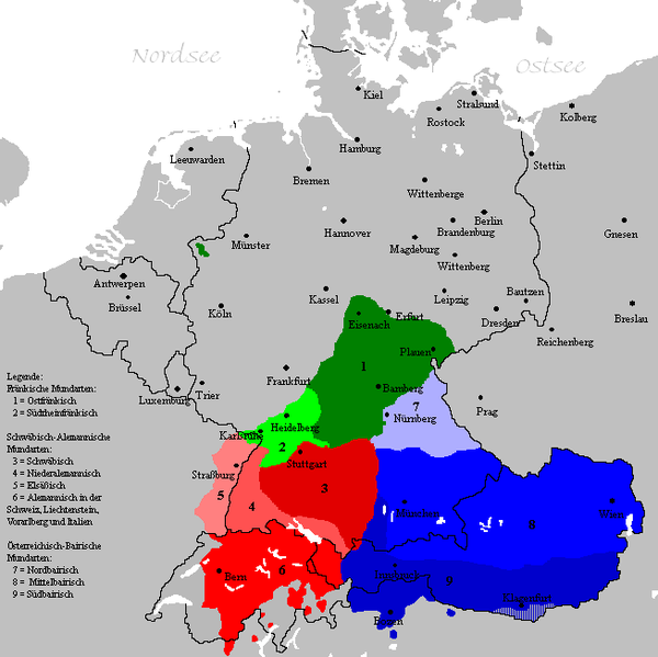 High German dialects in 1945 from wikipedia no copyright.png